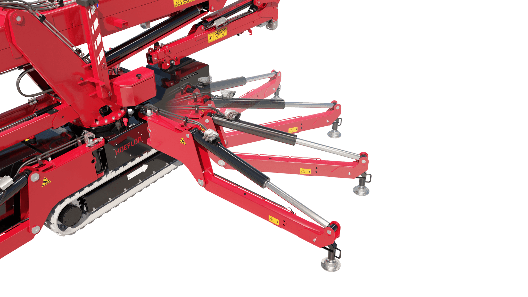 Image de la grue C10e avec pied de stabilisateur réglable.