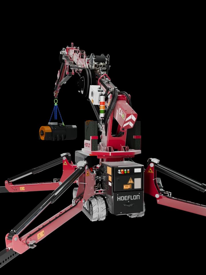 Image de la grue Hoeflon C4e à sa capacité de charge maximale.