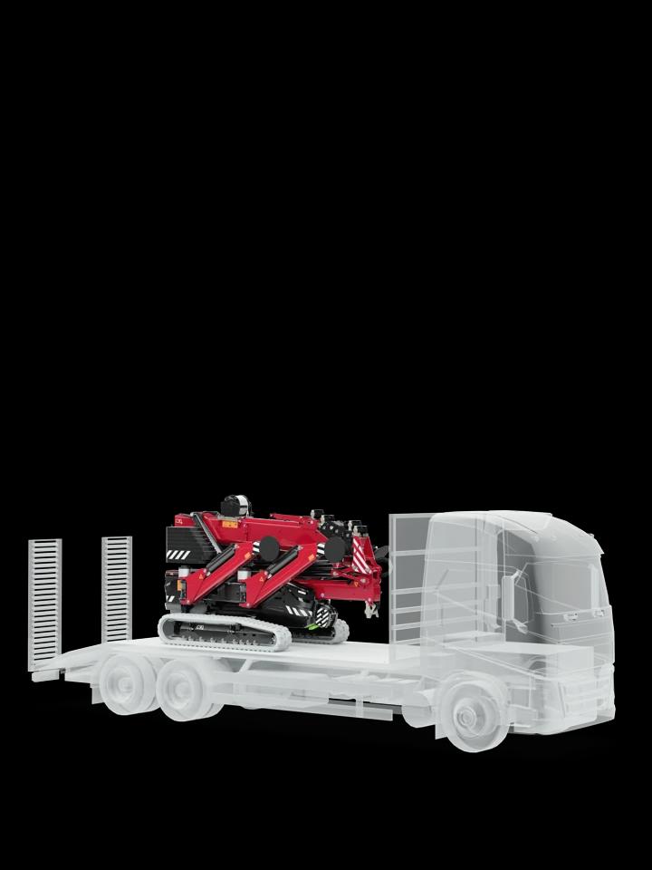 Hoeflon C30 en mode transport sur un camion